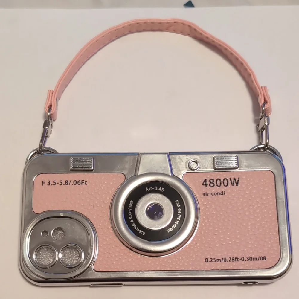 Pink and Silver Camera Handbag For Iphone 12 (New)